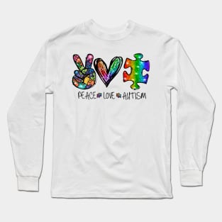 Peace Love Autism Awareness Long Sleeve T-Shirt